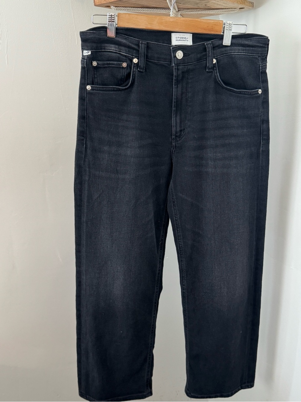 Citizens of Humanity Palma Black Straight Leg Jeans Size 29 P Dark Wash m Denim - Picture 2 of 6
